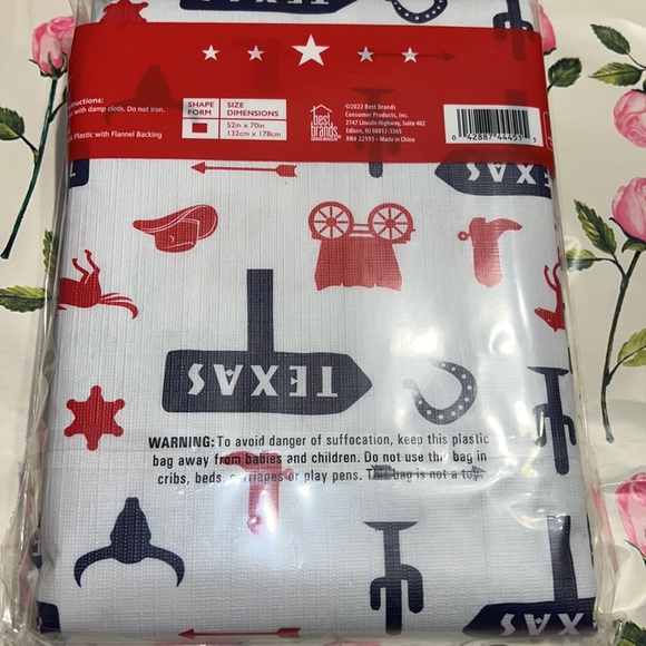New Texas Icons Themed PEVA Plastic Flannel Backing Tablecloth 52in x 70in - Picture 3 of 5